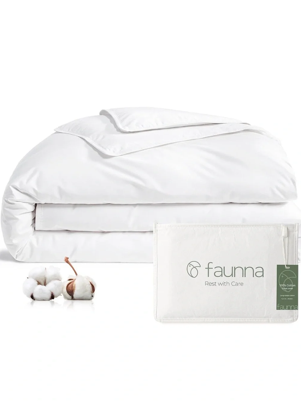 Faunna White Cotton Duvet Cover